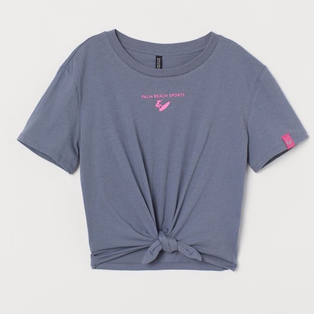 H&M Palm Beach Sports Tie Knot Front Cropped Tee
